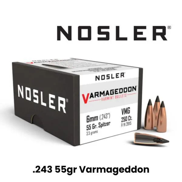 Nosler 6mm (.243″) 55gr FB Tipped Varmageddon - 250ct
