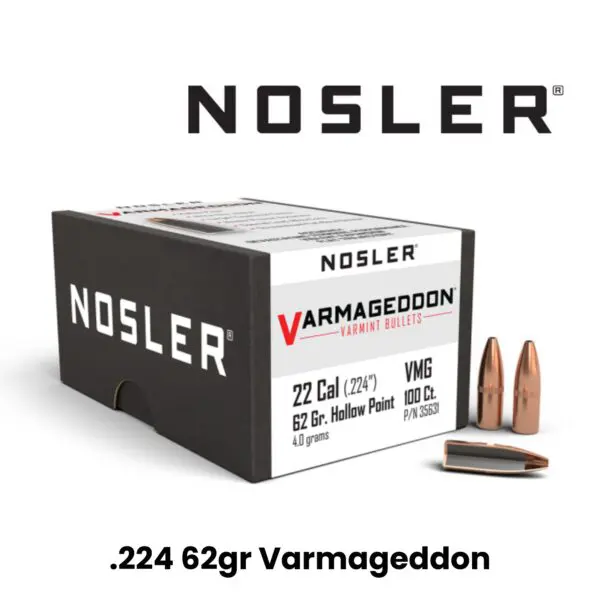 Nosler 22 Cal (.224″) 62gr HPFB Varmageddon - 100ct