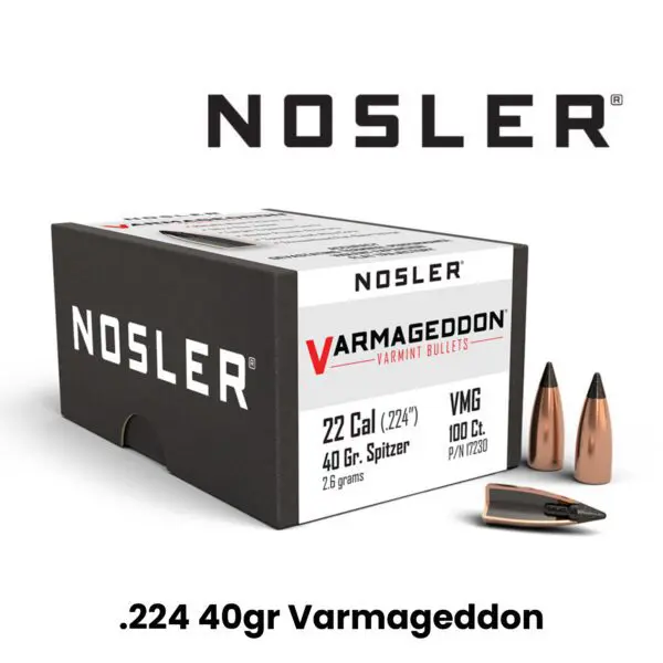 Nosler 22 Cal (.224″) 40gr FB Tipped Varmageddon - 100ct