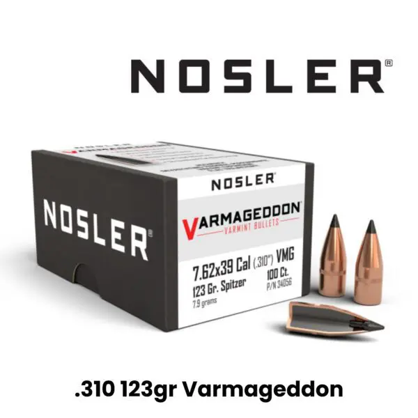 Nosler 7.62x39mm (.310″) 123gr FB Tipped Varmageddon - 100ct