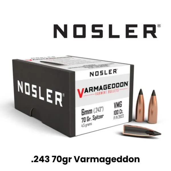 Nosler 6mm (.243″) 70gr FB Tipped Varmageddon - 100ct